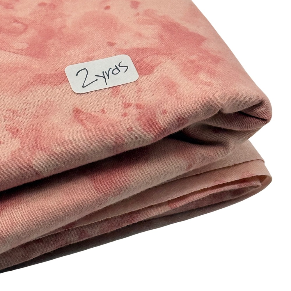 Hand Dyed Cotton Fabric Mottled Batik Style Pink Rose 2 Yards Crafting - Picture 1 of 3